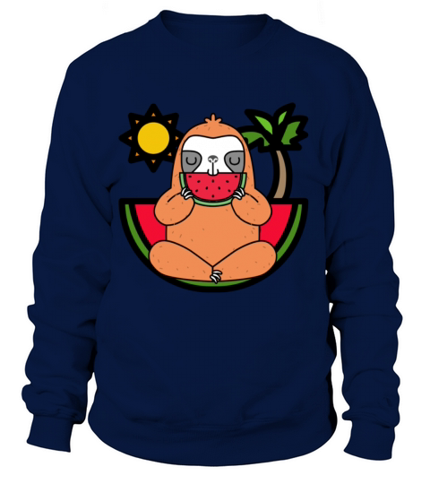 Cute Cartoon Sloth Funny Animal Eating Watermelon Women's Sweatshirt