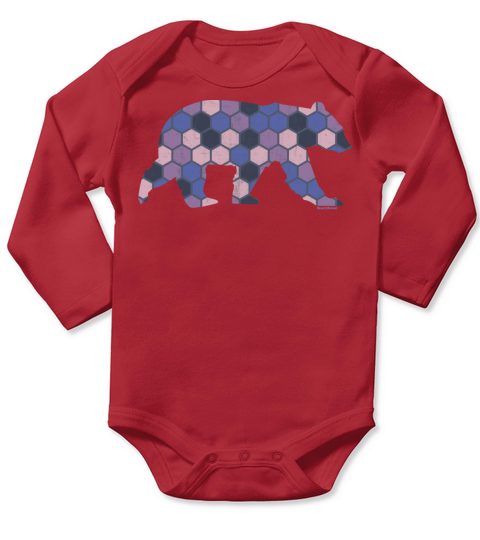 Purple Honeycomb Pattern Bear Long Sleeve Baby One-Piece