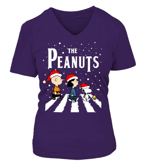 The Peanuts Snoopy Abbey Road Christmas V-neck T-Shirt Woman