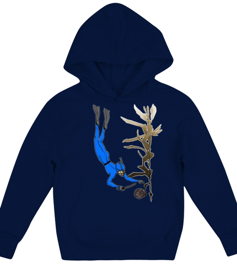 Vintage Freediving Abalone Diver with Kelp Kids Hoodie