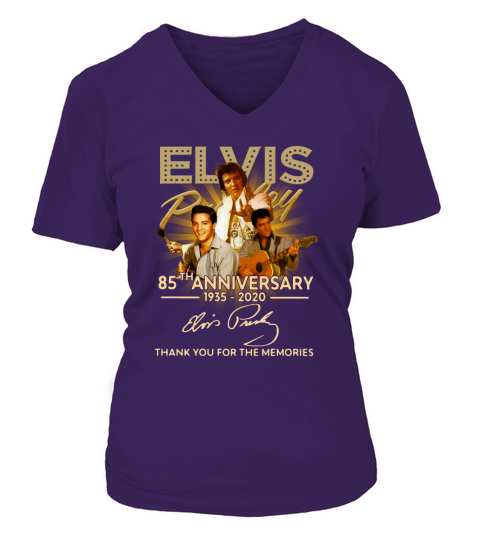 Elvis Presley 85th anniversary thank you for the memories signature V-neck T-Shirt Woman