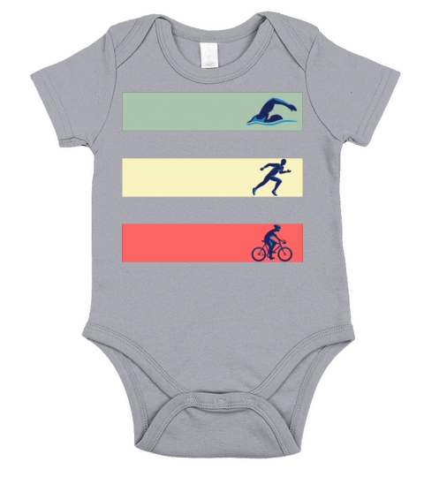 Vintage Swim Bike Run Triathlon T-Shirt Tee Gift Short Sleeve Baby One-Piece