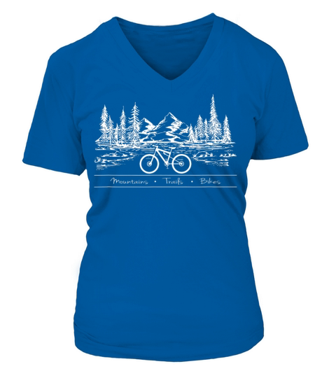 Mountain Bike MTB Shirt Mountains Trails Bikes V-neck T-Shirt Woman