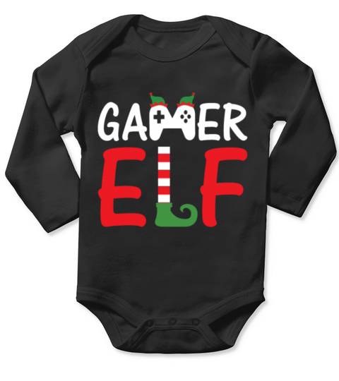 Gamer Elf Matching Christmas T Shirt Long Sleeve Baby One-Piece