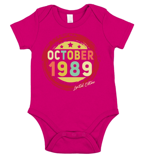 Born October 1989 Vintage Gift Short Sleeve Baby One-Piece
