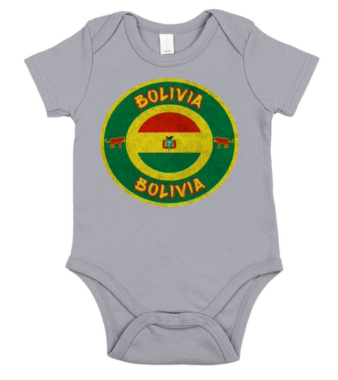 Bolivia Vintage Design with Lions Gift Flag Short Sleeve Baby One-Piece