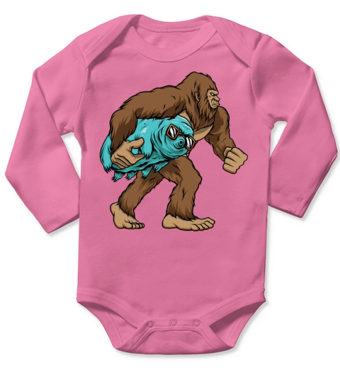 Bigfoot Carrying Water Bear Long Sleeve Baby One-Piece
