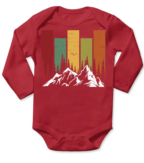 Vintage Wildlife Forest Nature Mountains Hiking Long Sleeve Baby One-Piece