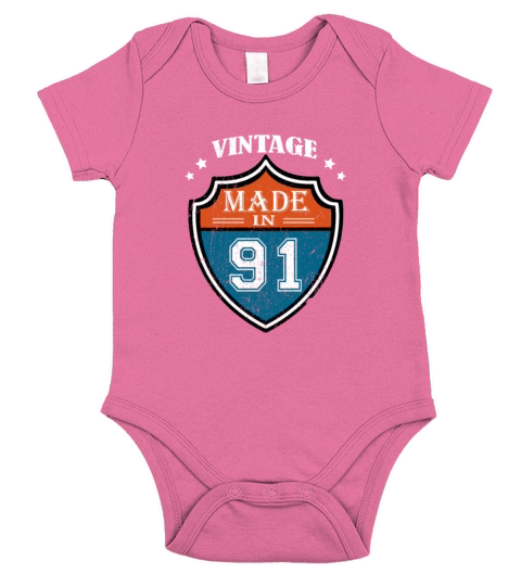 Vintage Made In 91 1991 Birthday Gift Short Sleeve Baby One-Piece