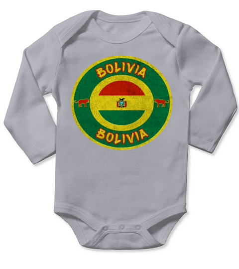 Bolivia Vintage Design with Lions Gift Flag Long Sleeve Baby One-Piece
