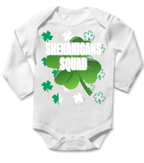 Shenanigans Squad St Patricks Day Irish Shamrocks Long Sleeve Baby One-Piece