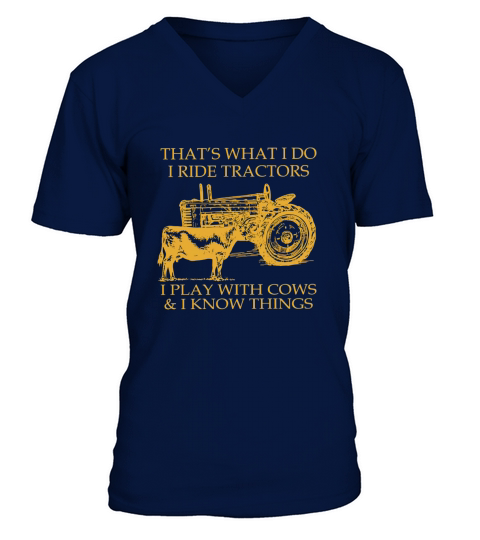 TRACTOR AND COWS V-Neck T-shirt