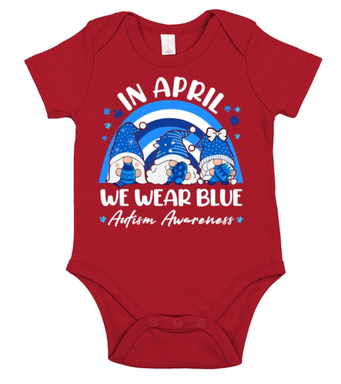 In April We Wear Blue Autism Awareness Short Sleeve Baby One-Piece