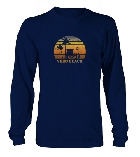 Retro Vero Beach Sunset Surfing Palm Tree Women's Long Sleeve
