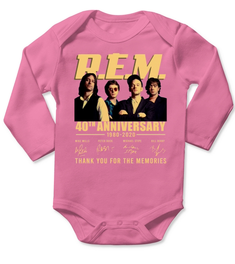 R.E.M 40th anniversary 1980-2020 signatures shirt Long Sleeve Baby One-Piece