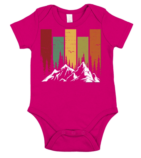 Vintage Wildlife Forest Nature Mountains Hiking Short Sleeve Baby One-Piece