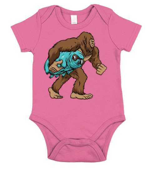 Bigfoot Carrying Water Bear Short Sleeve Baby One-Piece