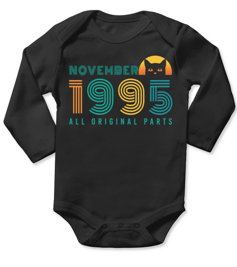 Gift November 1995 Cat Retro Long Sleeve Baby One-Piece