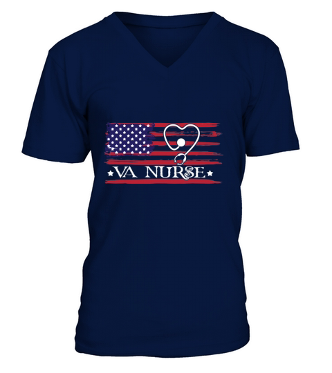 Womens American Flag VA Nurse Patriotic 4th of July T Shirt Men's V-Neck T-shirt