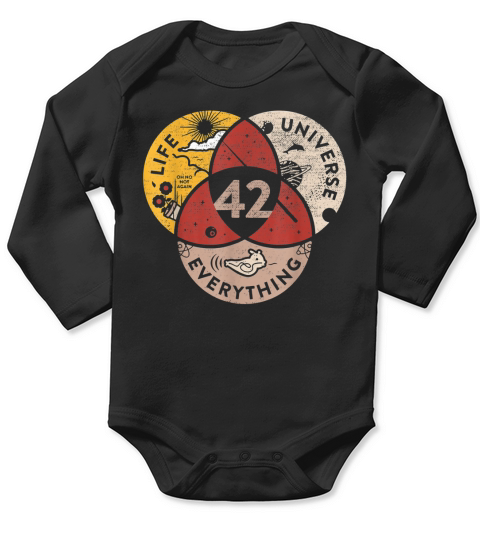 42 The Answer to Life The Universe &#038; Everything Galaxy Long Sleeve Baby One-Piece
