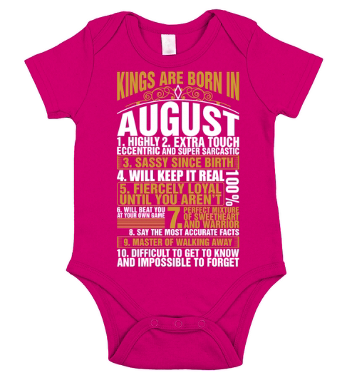 Kings Are Born In August Short Sleeve Baby One-Piece
