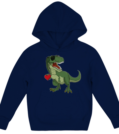 TRex Dinosaur Dino Heart I Boys Valentines Day Kids Hoodie