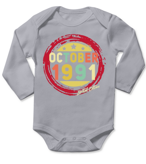 Vintage October 1991 Limited Long Sleeve Baby One-Piece