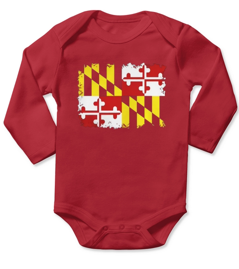 Maryland state Flag T-Shirt Long Sleeve Baby One-Piece