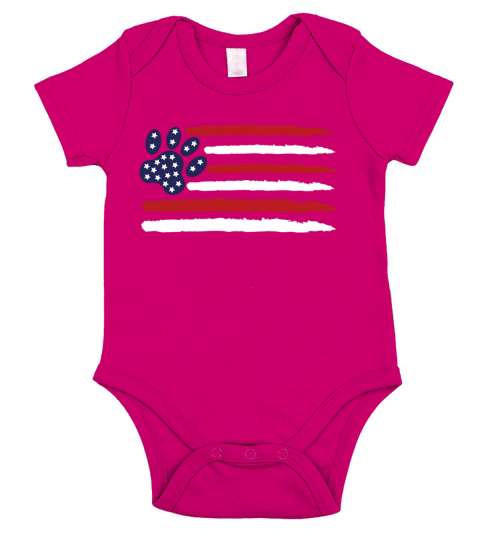 Us flag 4th of July dog cat patriotic Short Sleeve Baby One-Piece