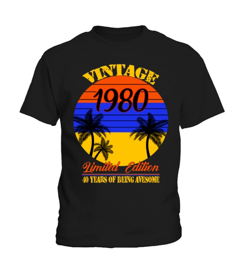 Vintage 1980 Limited Edition 40 Years Of Being Awe Kids T-Shirt