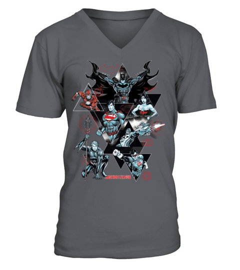 Justice League Character Collage Men's V-Neck T-shirt