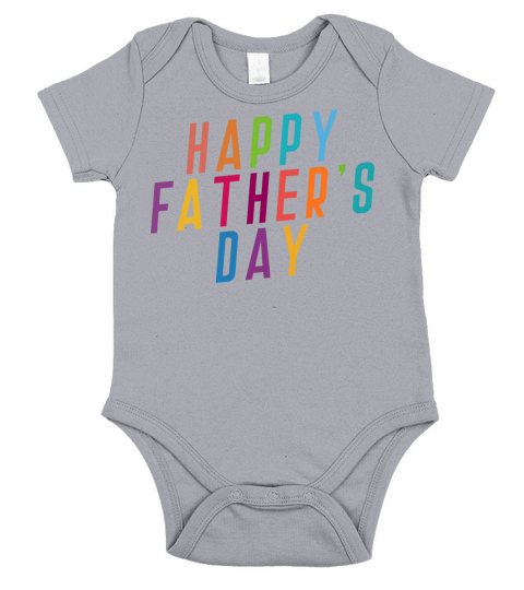 Simple Colorful Happy Fathers Day Typography Short Sleeve Baby One-Piece