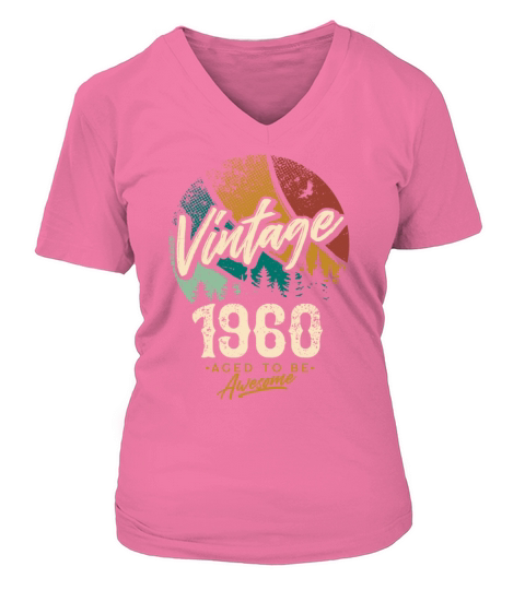 Vintage 1960 birthday gifts Born 60 Bday Gift V-neck T-Shirt Woman