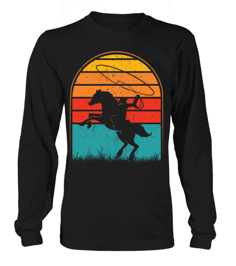 Colorful Retro Vintage Sunset Cowboy Horse Men's Long Sleeve