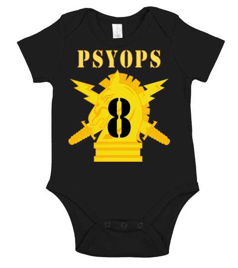 PSYOPS w Branch Insignia 8th Battalion Numeral Short Sleeve Baby One-Piece