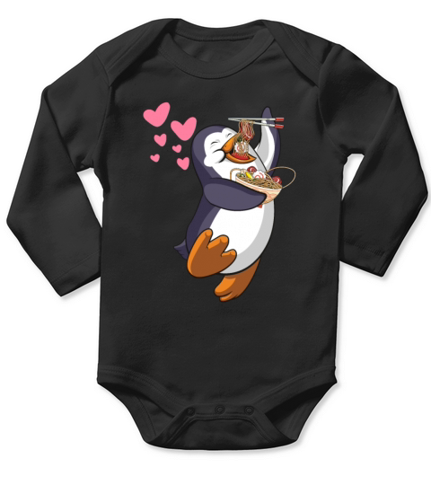 Ramen Bowl Noodles Penguins Flipper Penguin Zoo Long Sleeve Baby One-Piece
