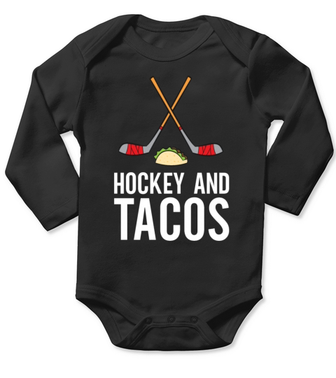 Funny Hockey Lover Hockey And Tacos Long Sleeve Baby One-Piece