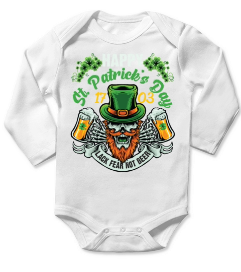 Happy St Patricks Day Beer Funny Green Long Sleeve Baby One-Piece