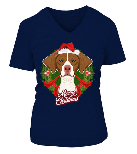 Brittany Lover I Merry Christmas Brittany Women's V-Neck T-shirt