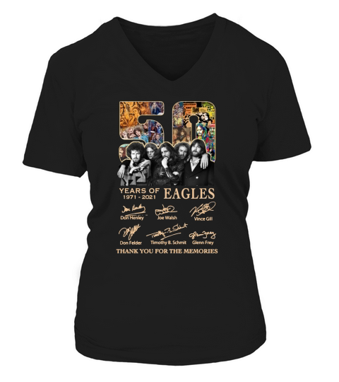 Eagles 50 years of 1971 2021 thank you for the memories signatures V-neck T-Shirt Woman