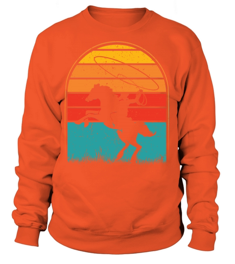 Colorful Retro Vintage Sunset Cowboy Horse Women's Sweatshirt