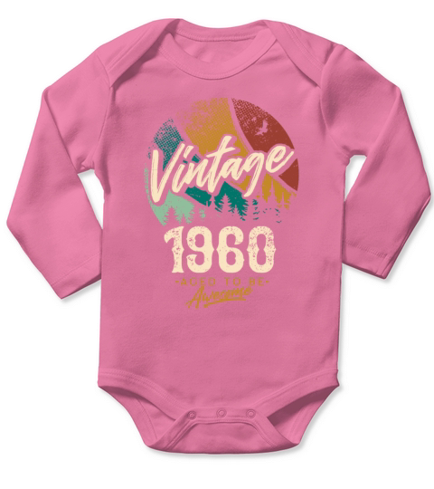 Vintage 1960 birthday gifts Born 60 Bday Gift Long Sleeve Baby One-Piece