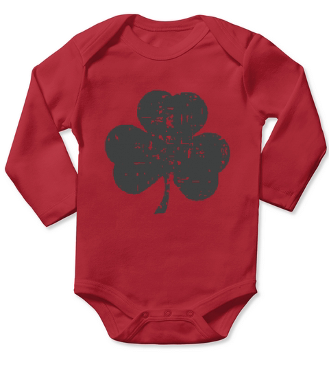 Heather Green Distressed Shamrock Long Sleeve Baby One-Piece