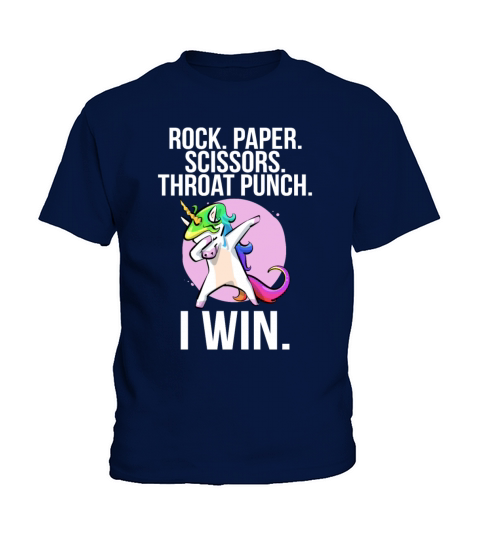 Rock Paper Scissors Throat Punch I Win Unicorn Kids T-Shirt