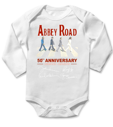 The Beatle Abbey road 50th anniversary signatures Long Sleeve Baby One-Piece