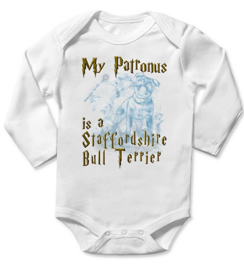 Staffordshire Bull Terrier Patronus Long Sleeve Baby One-Piece