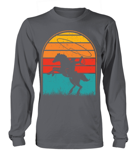 Colorful Retro Vintage Sunset Cowboy Horse Women's Long Sleeve