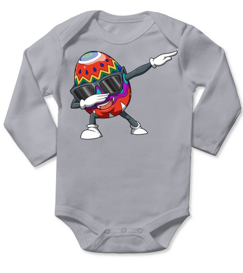Easter Easter egg dabbing winning pose for a Long Sleeve Baby One-Piece