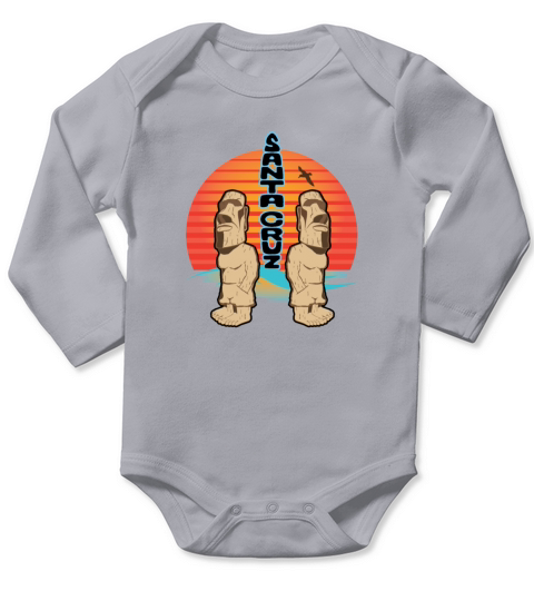 Santa Cruz California with Tiki Maori Long Sleeve Baby One-Piece