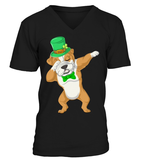 dabbing bulldog st patricks day Men's V-Neck T-shirt